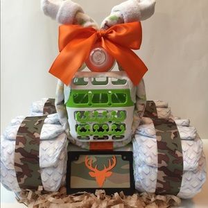Orange & Camo 4 Wheeler Diaper Cake